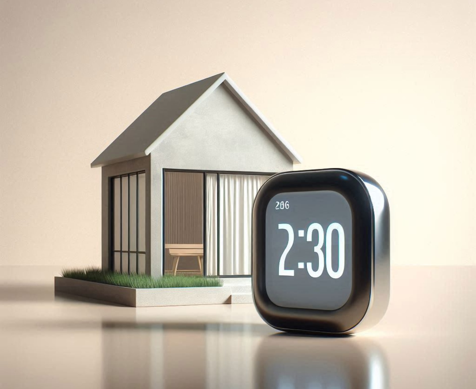 Un minuteur devant une petite maison moderne